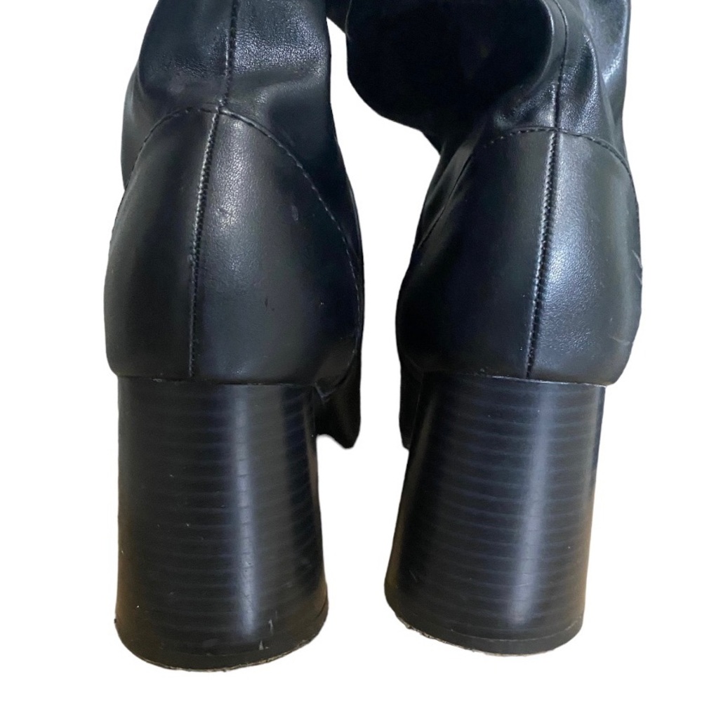 Zara Faux Leather Black Over the knee Boots Size 7.5 - Picture 4 of 7